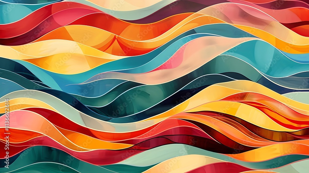 Aufkleber an abstract design featuring interwoven wave patterns in vibrant tones