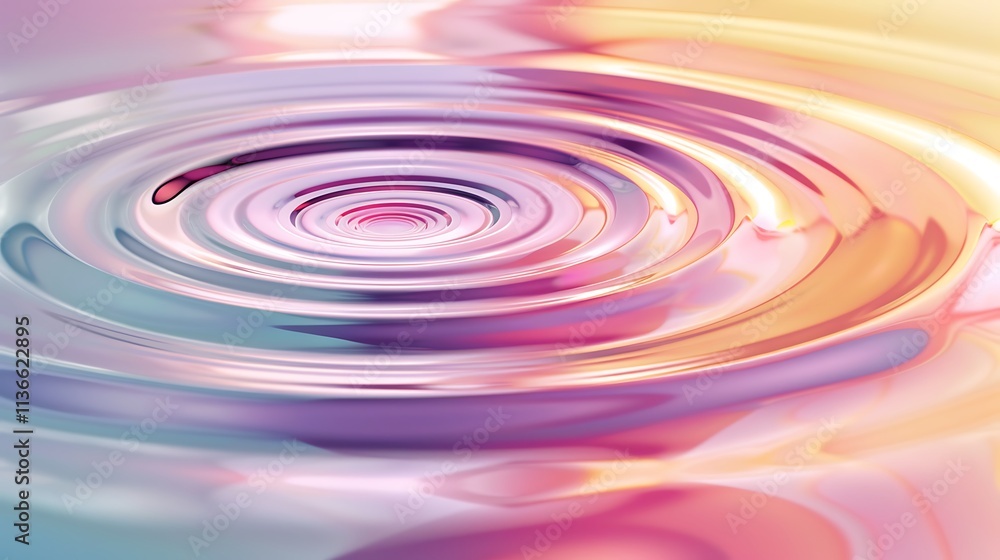 Poster an abstract design with layered circles creating a ripple effect in pastel colors