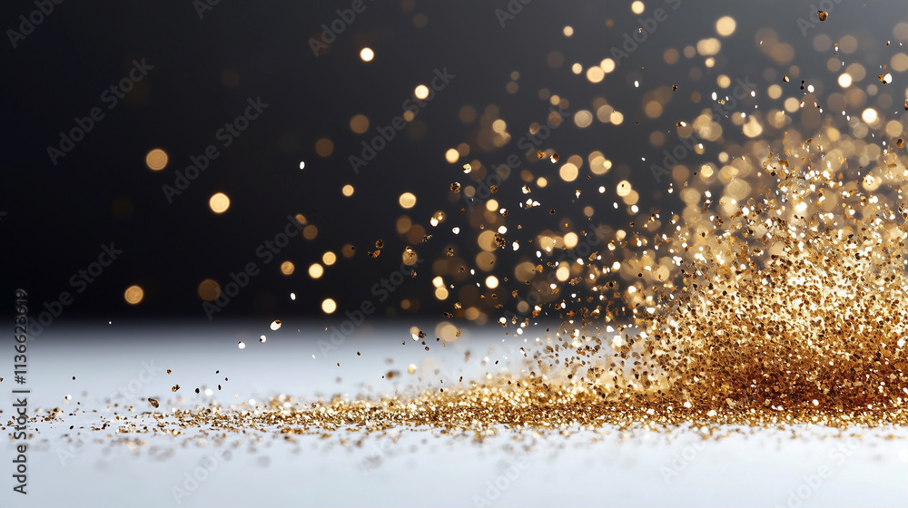 Poster glittering gold glitter sparkling texture on a smooth surface creating a festive and elegant backgro