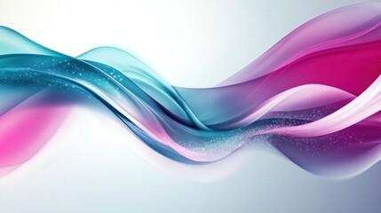 Naklejka premium Abstract Fluid Waves an aesthetic background featuring flowing, fluid wave patterns in vibrant turquoise, magenta, and white with a glossy, modern feel