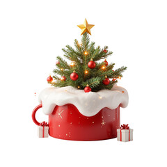 christmas tree and gift box Transparent background