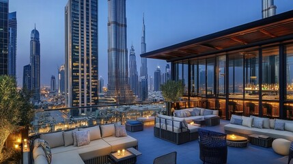 rooftop bar dubai cityscape night view