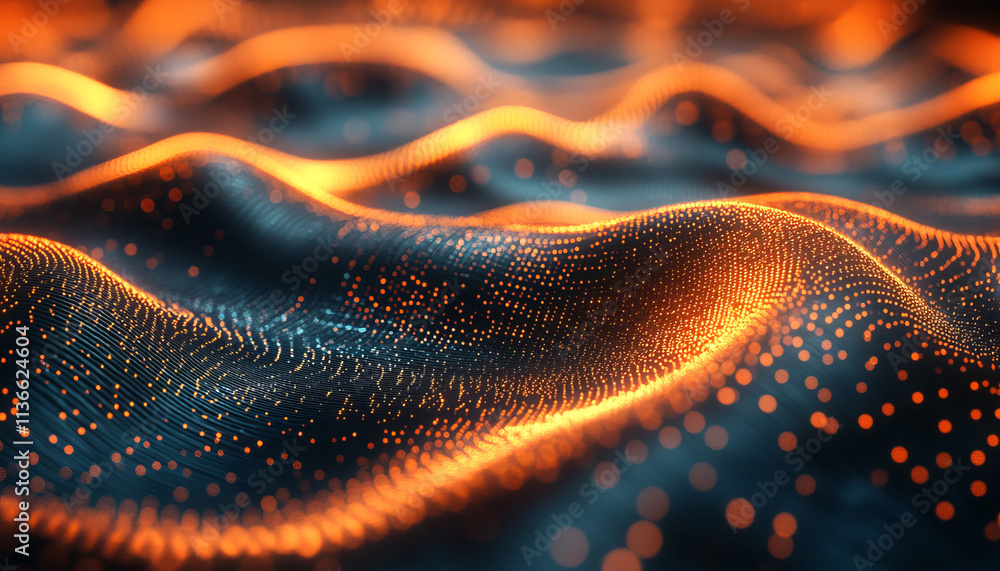Poster Aesthetic wave patterns representing data flow in futuristic style