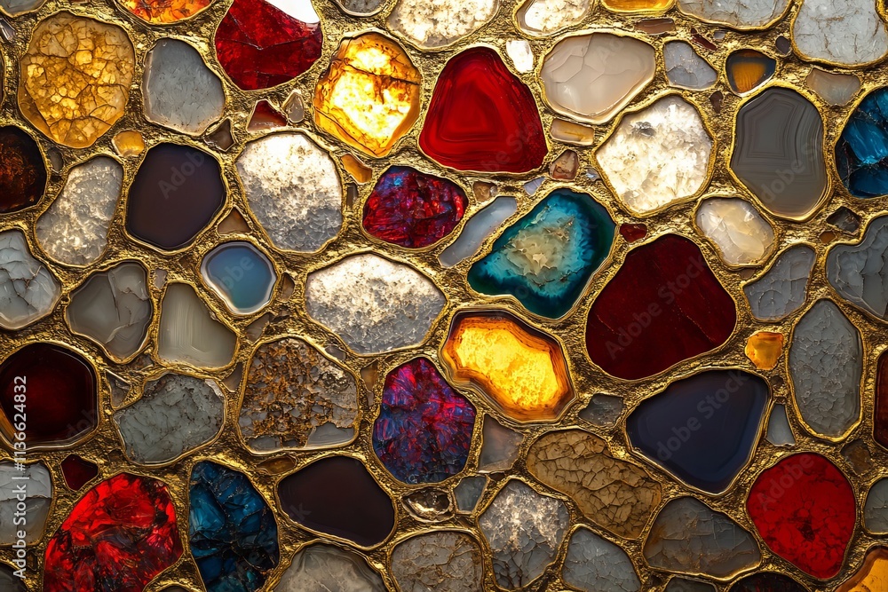 Poster intricate texture of polished agate stone inlays showcasing vibrant colors and unique patterns in lu