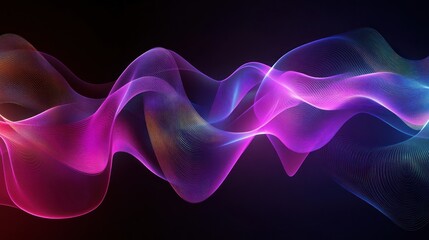 Obraz premium Cyberpunk Glow Design a futuristic background with neon-colored abstract lines and glowing elements in shades of purple, blue, and magenta over a dark gradient.
