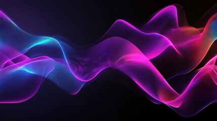Obraz premium Cyberpunk Glow Design a futuristic background with neon-colored abstract lines and glowing elements in shades of purple, blue, and magenta over a dark gradient.