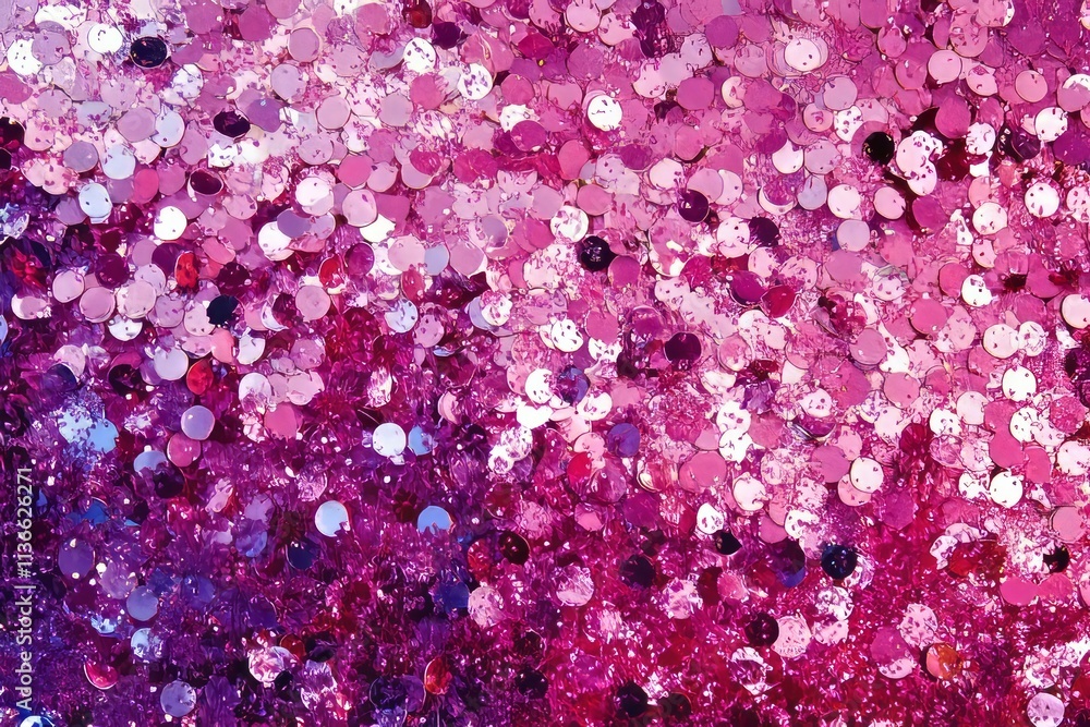 Poster shimmering sequin fabric texture showcasing vibrant hues of pink and purple in a dazzling array