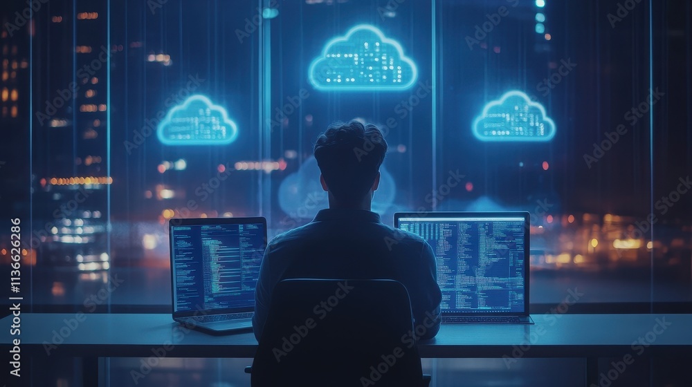 Poster cloud computing and data storage in the modern city