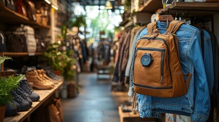 The Storefront with a selection of durable backpacks premium watches and outdoor tools emphasizing functionality and durability