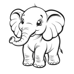Obraz premium Coloring page with an elephant. Black and white illustration with an elephant. Printable sheet