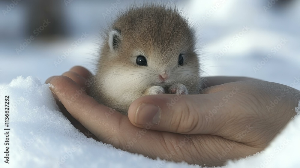 Poster tiny animals small-scale cuteness abstract image one main object high quality very detailed