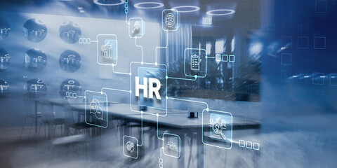 HR management. Human Resources. Recruitment business network concept. Group of teamwork