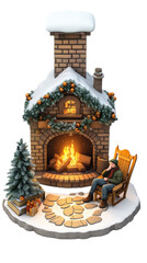 Obraz premium Cozy winter scene: fireplace, man relaxing.