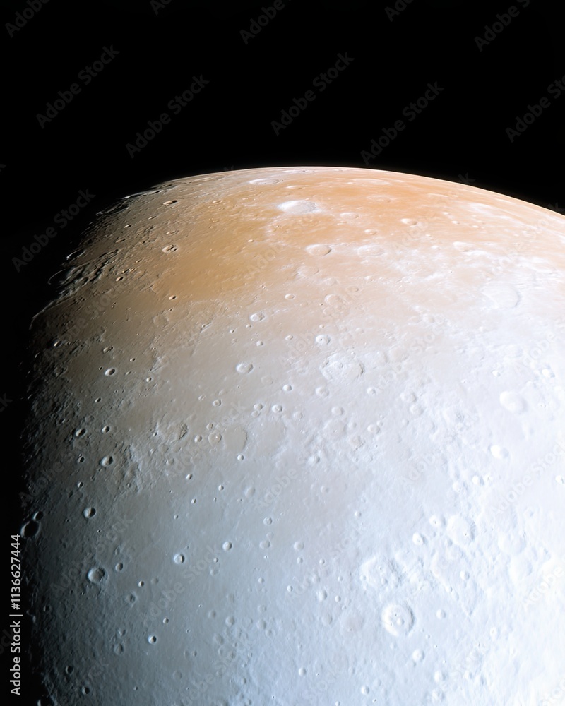 Poster Stunning View of Mercury's Surface Highlighting Craters and Diverse Terrain Under Shadow