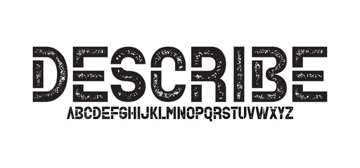 Rough Textured Heavy Font. Rolled Ink and Letterpress Texture Typeface
