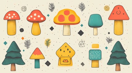 Unique Stationery Items Stamp set - Set of rubber stamps for decorating paper cards and crafts Isolated solo on plain background