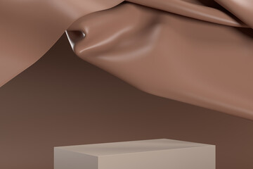 A brown cloth is draped over a box