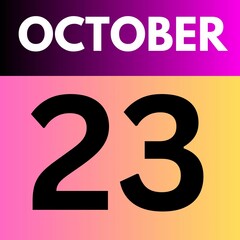 October 23 . gradient Style calendar .date ,day, month , the month of October