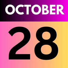 October 28 . gradient Style calendar .date ,day, month , the month of October