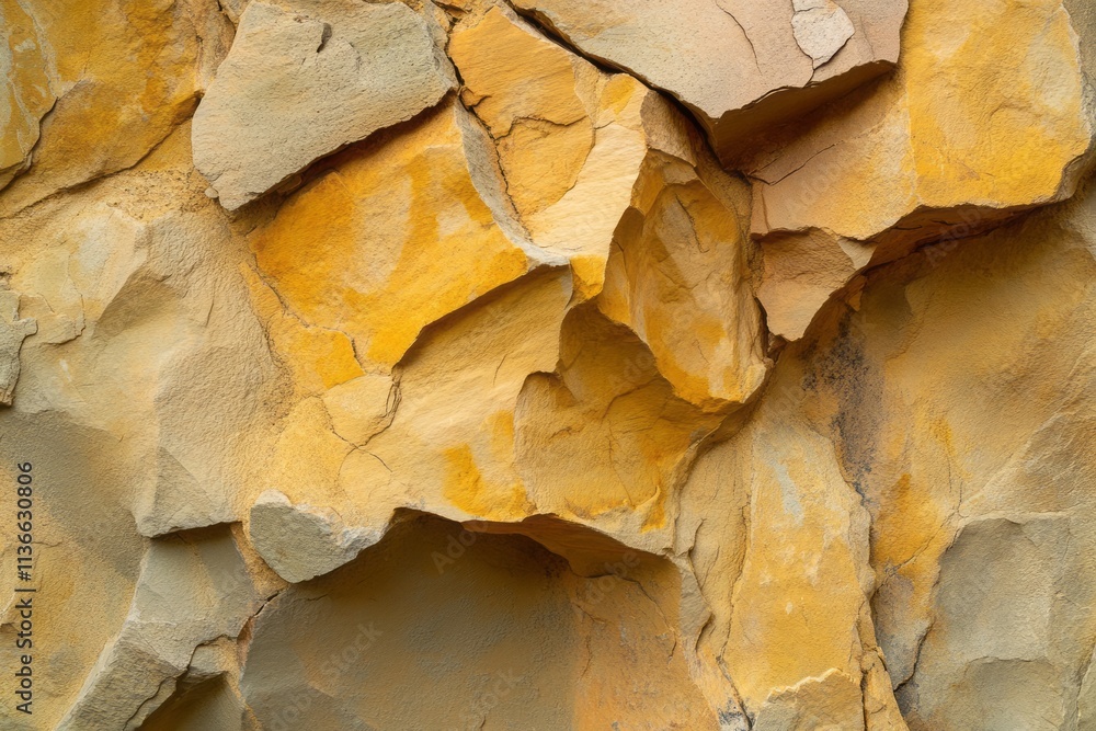 Aufkleber textured surface of weathered sandstone blocks in warm hues displaying natural erosion patterns