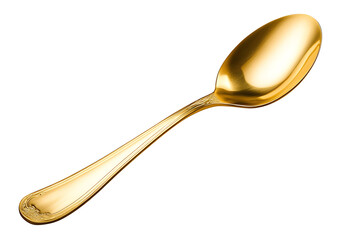  Gold spoon isolated on transparent background