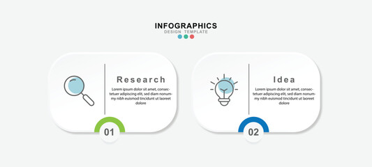 Vector Infographic label design template with icons and 2 options or steps. Can be used for process diagram, presentations