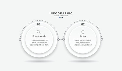 Vector Infographic label design template with icons and 2 options or steps.