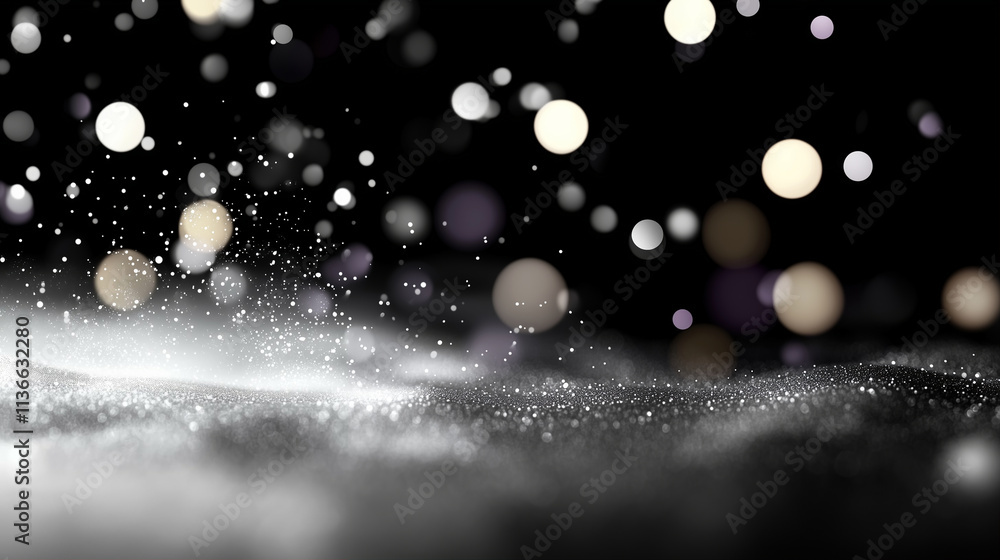 Poster bokeh lights background with soft shimmering particles and artistic blur effect