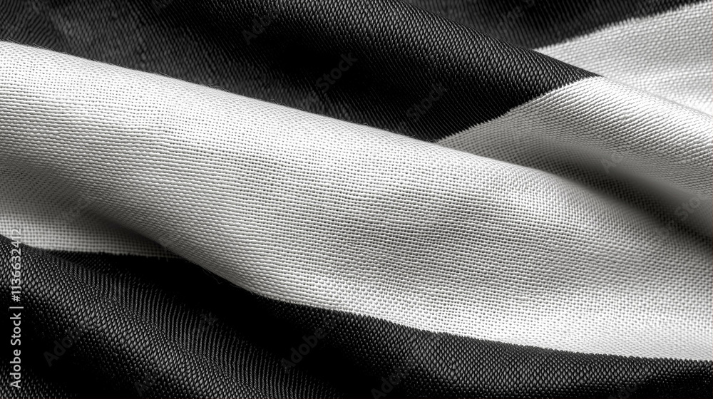 Poster textured fabric in black and white design showcasing soft material with intricate patterns