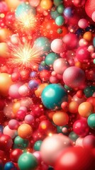 A vibrant abstract composition featuring colorful spheres and bursts of light, creating a sense of depth and energy.