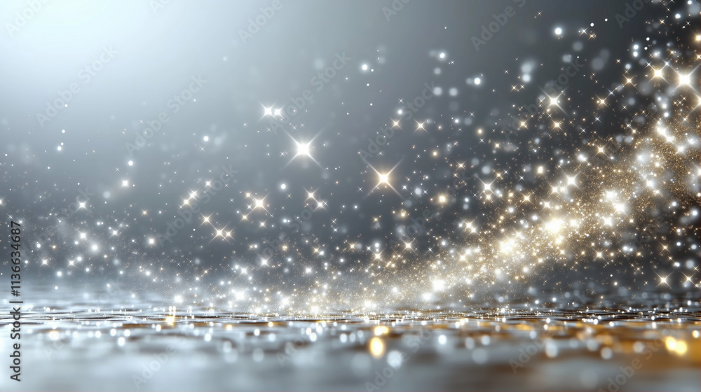 Poster sparkles and shimmering background with bokeh effect creating a magical atmosphere
