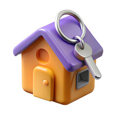 Colorful House Keychain Icon Representing Home Ownership and Security