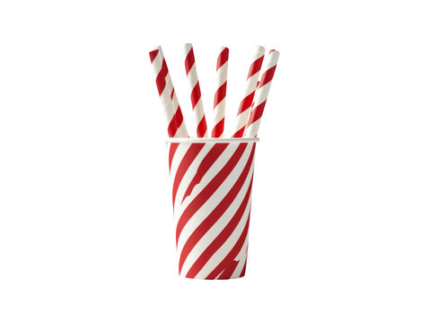 recommend clip art: Red and White Striped Cup with Straws on Transparent Background