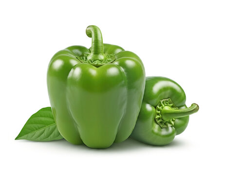 sweet green pepper, paprika, isolated on white background, clipping path
