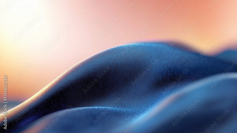 Poster fabric texture with abstract waves in soft blue tones creating a smooth flowing pattern
