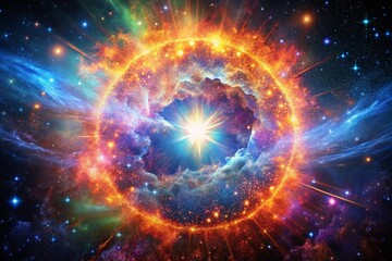 Obraz premium Supernova Double Exposure: Sci-Fi Deep Space Imagery, AI Generated Art