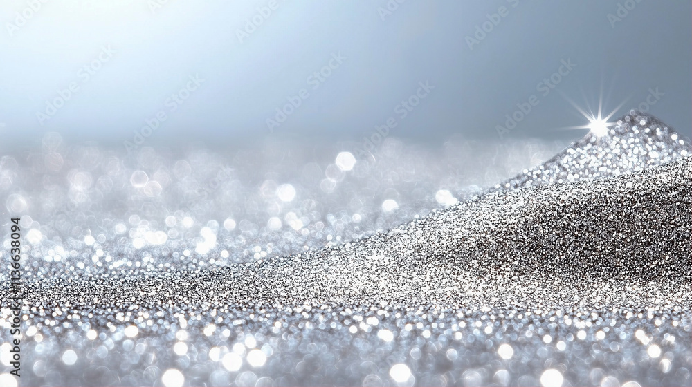 Poster glittering shiny texture on sparkling surface with light reflection