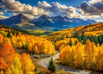 Fototapeta premium Surreal Aspen Fall Foliage, Boreas Pass Scenic Drive, Colorado Rockies Mountain Photography