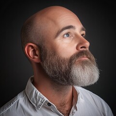 Obraz premium Portrait of a man with receding hairline. Concept of baldness, hair loss, hair transplant and hair grafts