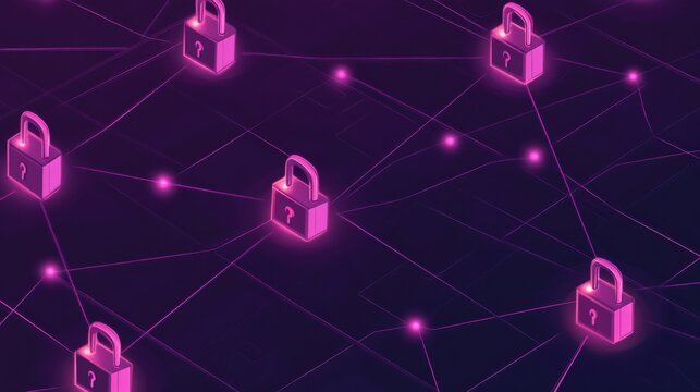 Digital locks representing secure network connections in a vibrant design.