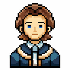 Fototapeta premium Retro Pixel Art Character Portrait with Vintage Vibes and Nostalgic Design