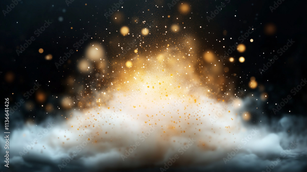 Poster sparkling dust and sparkle creating stunning graphic effects in a dramatic background