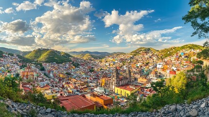 Guanajuato, Mexico, Scenic cobbled streets and traditional colorful colonial architecture in Guanajuato historic city center