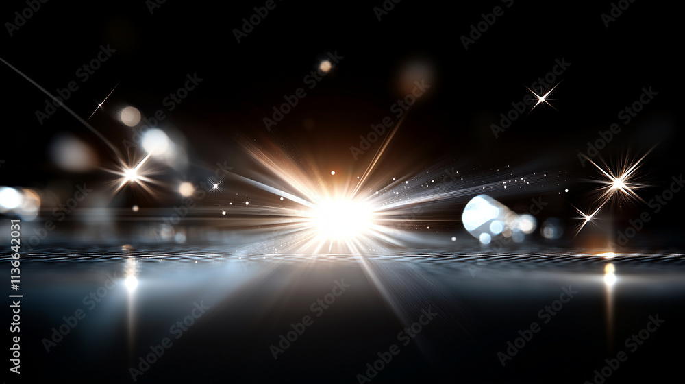 Poster light burst with light effect and graphic design elements in an artistic style