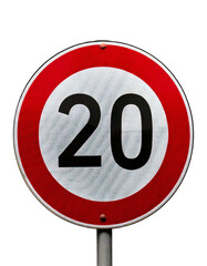 speed limit 20 kmh sign isolated transparent background, germany traffic