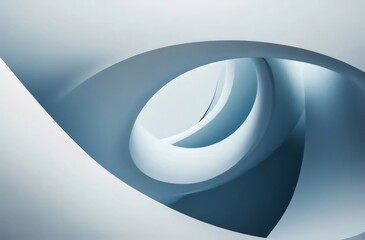 Abstract white structure with curving design.