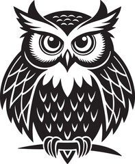 Fototapeta premium Owl vector Silhouette for black and white Design