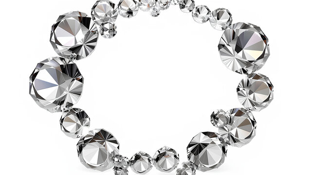 Silver circle with diamonds on white background
