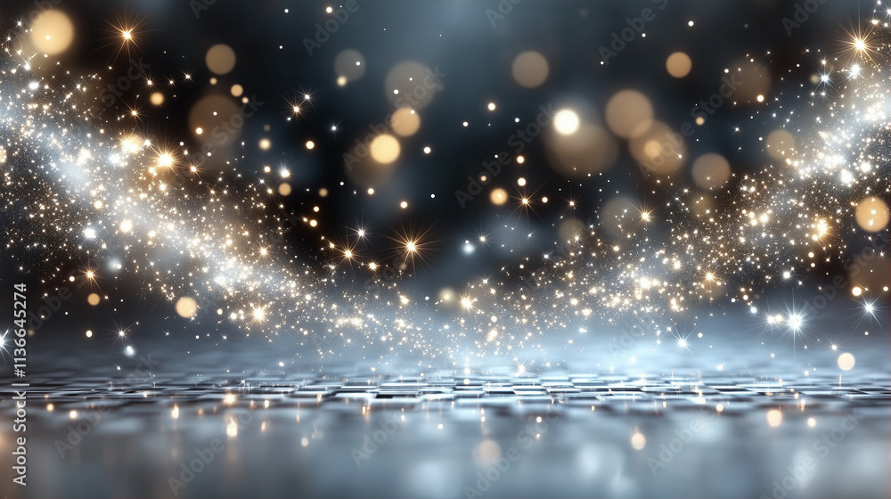 Poster sparkles and bokeh effect in a sparkling background creating a mesmerizing atmospheric scene
