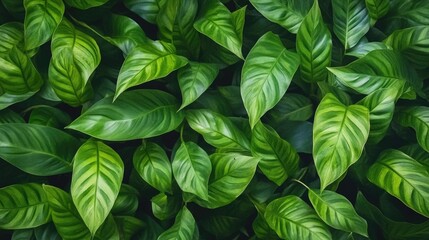 Overhead View of Lush Green Plant with Dense Foliage and Rich Textures, Perfect for Adding Depth to Design Projects, Natural Background with Vibrant Leaves
